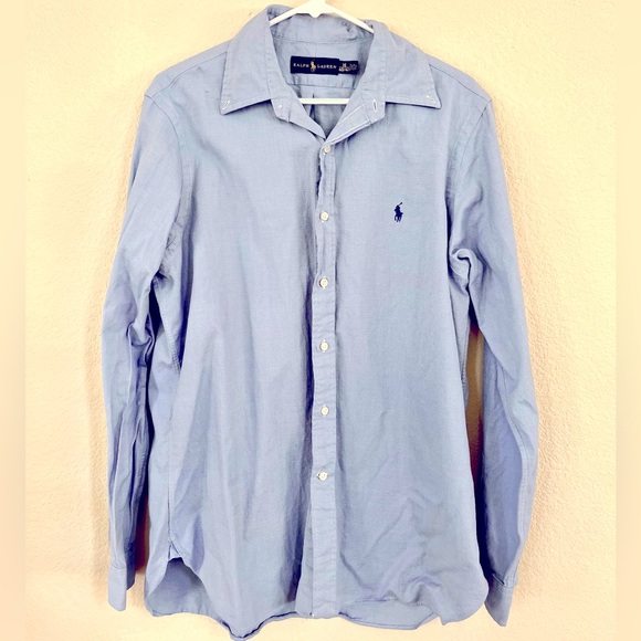 Ralph Lauren Light Blue Bottom Down Shirt for Men Size 16 - Picture 3 of 4
